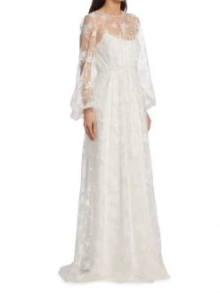 ML Monique Lhuillier Embroidered Tulle Long-Sleeve Gown -Acne Studios And ML Monique Lhuillier Sales unnamed file 1016