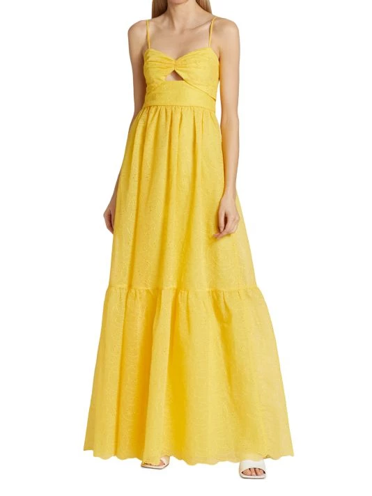 ML Monique Lhuillier Eyelet Cutout Tiered Maxi Dress 4 ML Monique Lhuillier Eyelet Cutout Tiered Maxi Dress - Image 2