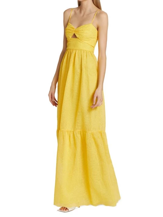 ML Monique Lhuillier Eyelet Cutout Tiered Maxi Dress 5 ML Monique Lhuillier Eyelet Cutout Tiered Maxi Dress - Image 3