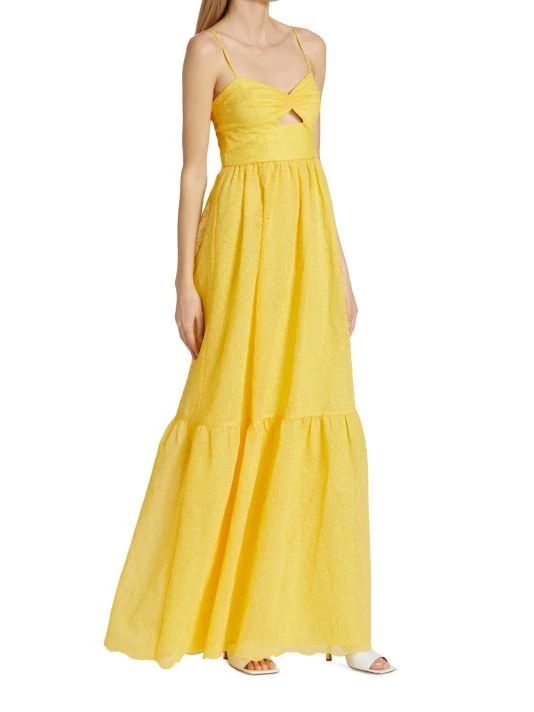 ML Monique Lhuillier Eyelet Cutout Tiered Maxi Dress 6 ML Monique Lhuillier Eyelet Cutout Tiered Maxi Dress - Image 4