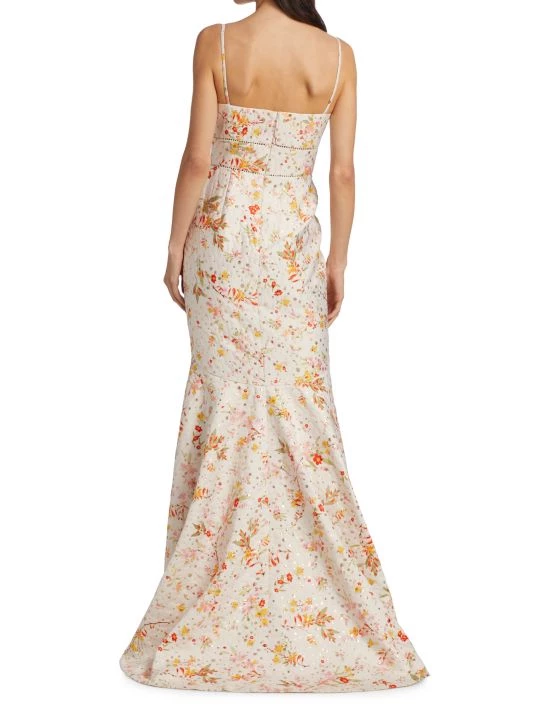 ML Monique Lhuillier Wildflower Jacquard Mermaid Gown 5 ML Monique Lhuillier Wildflower Jacquard Mermaid Gown - Image 5