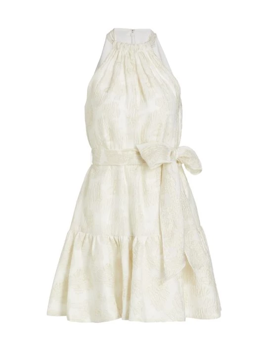 ML Monique Lhuillier Metallic Jacquard Halter Minidress 3 ML Monique Lhuillier Metallic Jacquard Halter Minidress