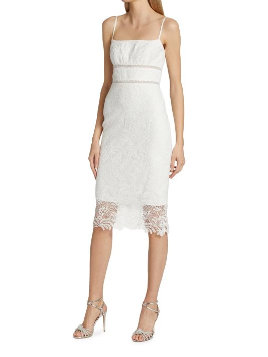 ML Monique Lhuillier Allover Lace Knee-Length Sheath Cocktail Midi-Dress 5 ML Monique Lhuillier Allover Lace Knee-Length Sheath Cocktail Midi-Dress - Image 3