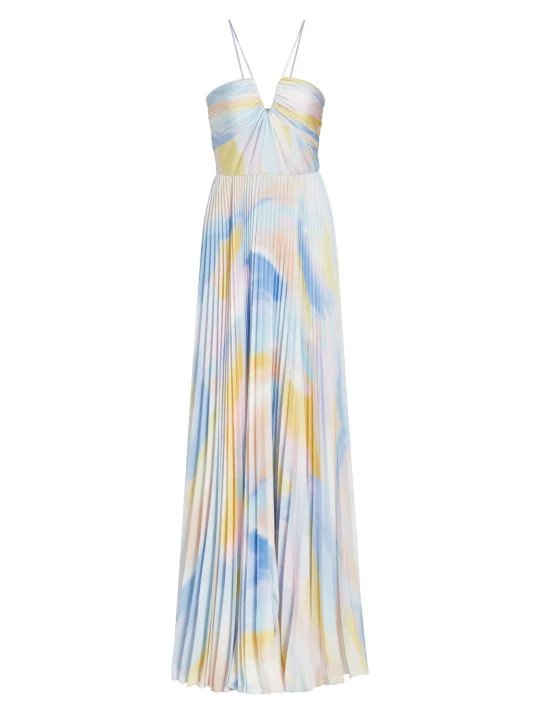 ML Monique Lhuillier Satin Charmeuse Pleated Floor-Length Fit-&-Flare Dress 3 ML Monique Lhuillier Satin Charmeuse Pleated Floor-Length Fit-&-Flare Dress