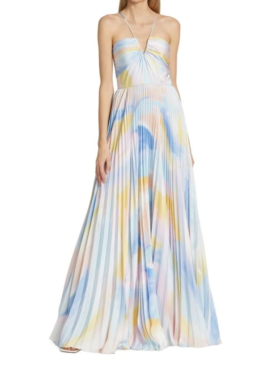 ML Monique Lhuillier Satin Charmeuse Pleated Floor-Length Fit-&-Flare Dress 4 ML Monique Lhuillier Satin Charmeuse Pleated Floor-Length Fit-&-Flare Dress - Image 2