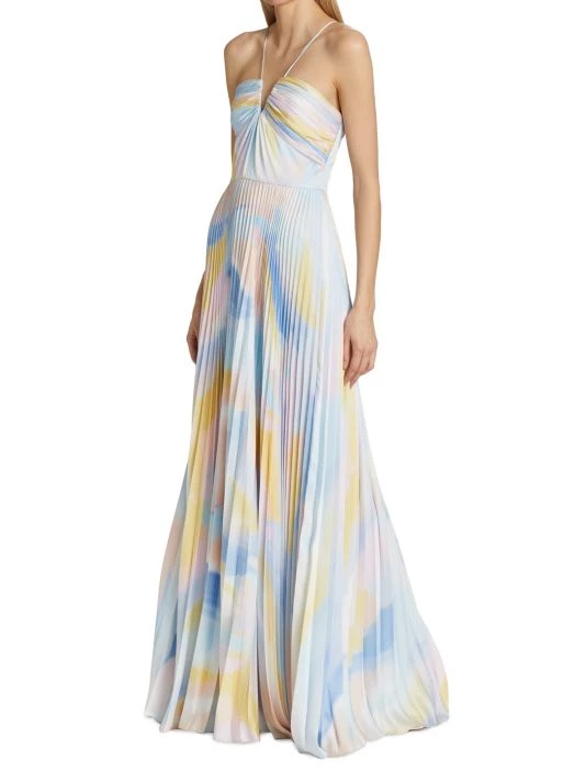 ML Monique Lhuillier Satin Charmeuse Pleated Floor-Length Fit-&-Flare Dress 5 ML Monique Lhuillier Satin Charmeuse Pleated Floor-Length Fit-&-Flare Dress - Image 3