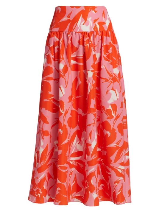 ML Monique Lhuillier Printed Taffeta Midi-Skirt 3 ML Monique Lhuillier Printed Taffeta Midi-Skirt