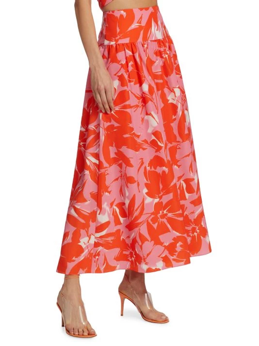 ML Monique Lhuillier Printed Taffeta Midi-Skirt 6 ML Monique Lhuillier Printed Taffeta Midi-Skirt - Image 4