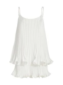 ML Monique Lhuillier Pleated Satin Minidress