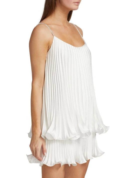 ML Monique Lhuillier Pleated Satin Minidress 6 ML Monique Lhuillier Pleated Satin Minidress - Image 4