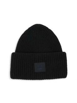 Acne Studios Pansy-N-Face Wool Beanie Black