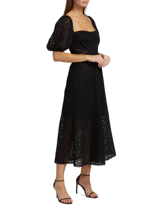 ML Monique Lhuillier Lace Puff-Sleeve Midi-Dress 6 ML Monique Lhuillier Lace Puff-Sleeve Midi-Dress - Image 4