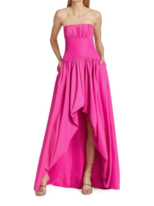 ML Monique Lhuillier Taffeta High-Low Bubble-Hem Gown Electric Fuchsia 4 ML Monique Lhuillier Taffeta High-Low Bubble-Hem Gown Electric Fuchsia - Image 2