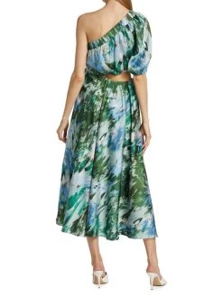 ML Monique Lhuillier Satin One-Shoulder Cutout Midi-Dress -Acne Studios And ML Monique Lhuillier Sales unnamed file 1130