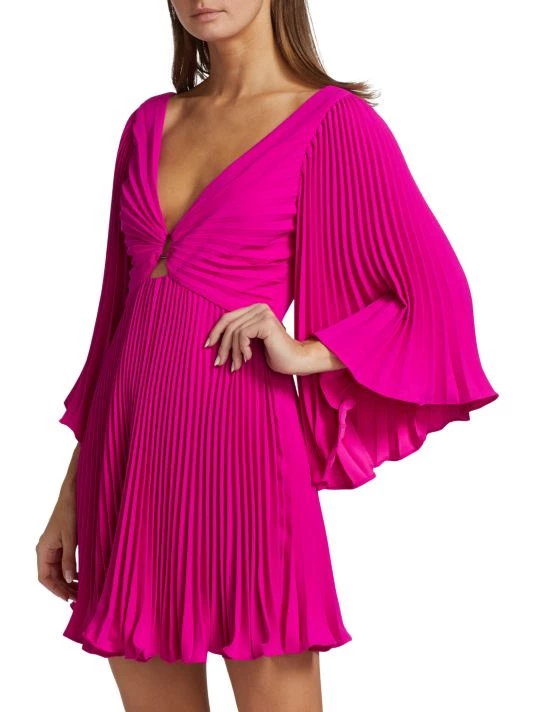 ML Monique Lhuillier Pleated Crepe Minidress 6 ML Monique Lhuillier Pleated Crepe Minidress - Image 4