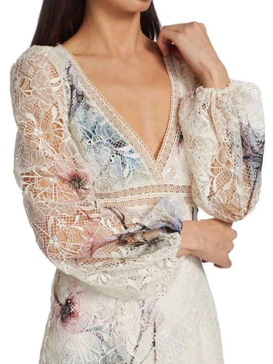 ML Monique Lhuillier Blouson Sleeve Lace Midi Dress 8 ML Monique Lhuillier Blouson Sleeve Lace Midi Dress - Image 6