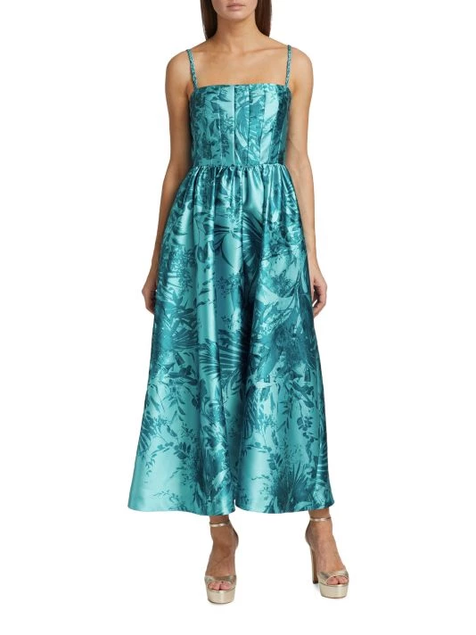 ML Monique Lhuillier Mikado Floral Satin Midi-Dress 3 ML Monique Lhuillier Mikado Floral Satin Midi-Dress - Image 2