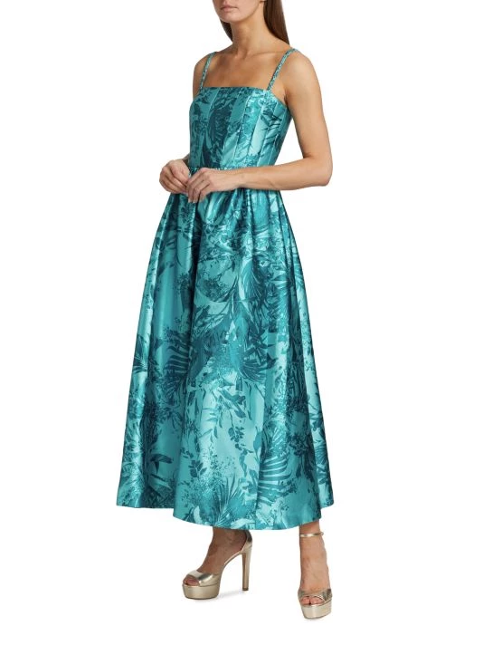 ML Monique Lhuillier Mikado Floral Satin Midi-Dress 5 ML Monique Lhuillier Mikado Floral Satin Midi-Dress - Image 4