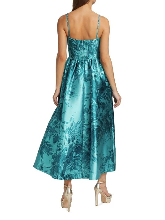 ML Monique Lhuillier Mikado Floral Satin Midi-Dress 6 ML Monique Lhuillier Mikado Floral Satin Midi-Dress - Image 5