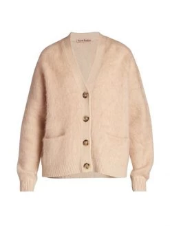 Acne Studios Rives Mohair-Blend Cardigan Warm Beige