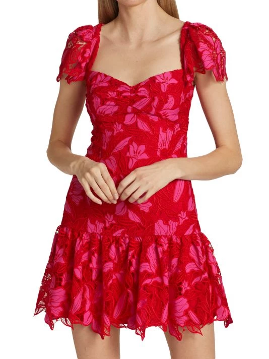 ML Monique Lhuillier Two-Tone Embroidered Lace Minidress 5 ML Monique Lhuillier Two-Tone Embroidered Lace Minidress - Image 3