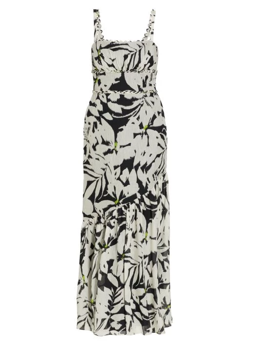ML Monique Lhuillier Floral Linen Midi-Dress 3 ML Monique Lhuillier Floral Linen Midi-Dress