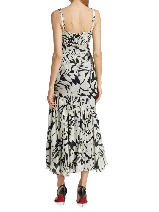 ML Monique Lhuillier Floral Linen Midi-Dress 7 ML Monique Lhuillier Floral Linen Midi-Dress - Image 5