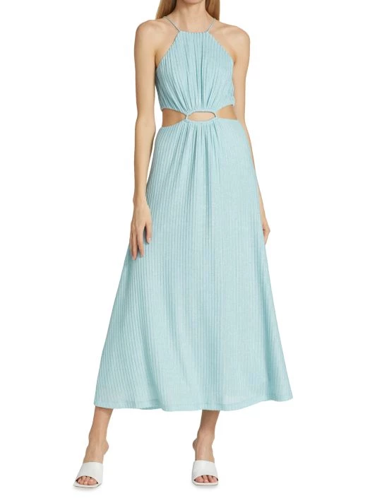 ML Monique Lhuillier Rib-Knit Halter Cutout Midi Dress 4 ML Monique Lhuillier Rib-Knit Halter Cutout Midi Dress - Image 2