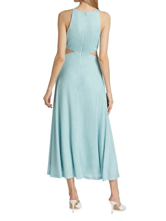 ML Monique Lhuillier Rib-Knit Halter Cutout Midi Dress 7 ML Monique Lhuillier Rib-Knit Halter Cutout Midi Dress - Image 5