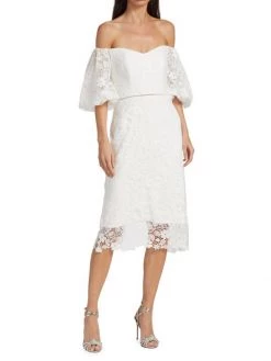 ML Monique Lhuillier Off-The-Shoulder Lace Midi Dress -Acne Studios And ML Monique Lhuillier Sales unnamed file 1222