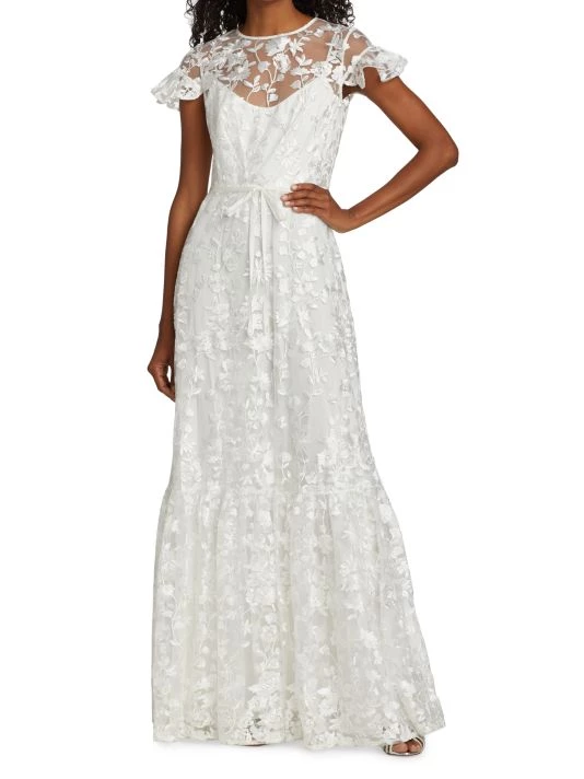 ML Monique Lhuillier Embroidered Floral Mesh Dress 4 ML Monique Lhuillier Embroidered Floral Mesh Dress - Image 2