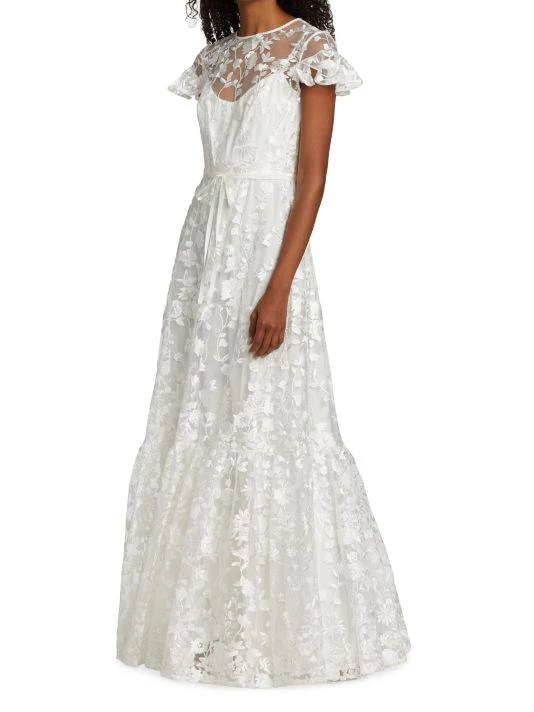 ML Monique Lhuillier Embroidered Floral Mesh Dress 6 ML Monique Lhuillier Embroidered Floral Mesh Dress - Image 4