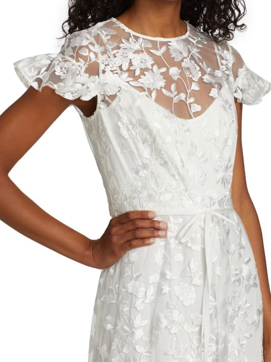 ML Monique Lhuillier Embroidered Floral Mesh Dress 8 ML Monique Lhuillier Embroidered Floral Mesh Dress - Image 6