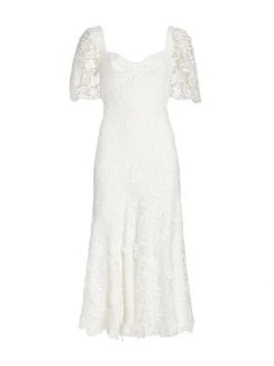 ML Monique Lhuillier Lace Sweetheart Midi Dress