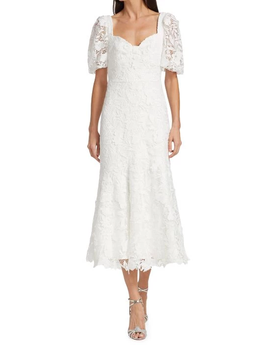 ML Monique Lhuillier Lace Sweetheart Midi Dress 4 ML Monique Lhuillier Lace Sweetheart Midi Dress - Image 2