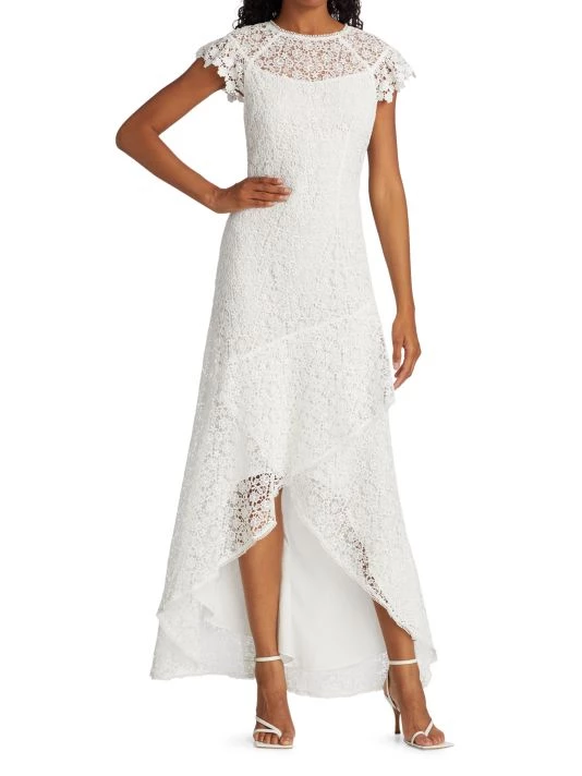 ML Monique Lhuillier High-Low Ruffle Lace Dress 5 ML Monique Lhuillier High-Low Ruffle Lace Dress - Image 3