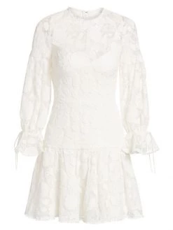 ML Monique Lhuillier Floral Lace & Mesh Cocktail Dress