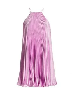 ML Monique Lhuillier Satin Halter Minidress Ivory