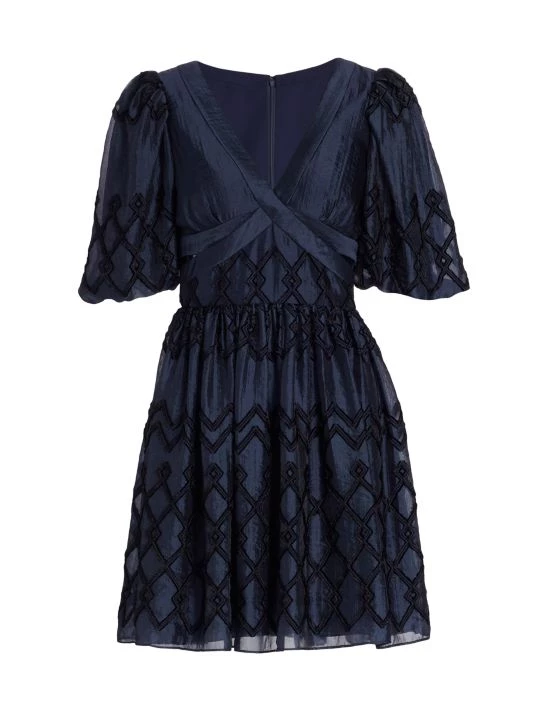 ML Monique Lhuillier Embroidered Organza Mini-Dress 3 ML Monique Lhuillier Embroidered Organza Mini-Dress