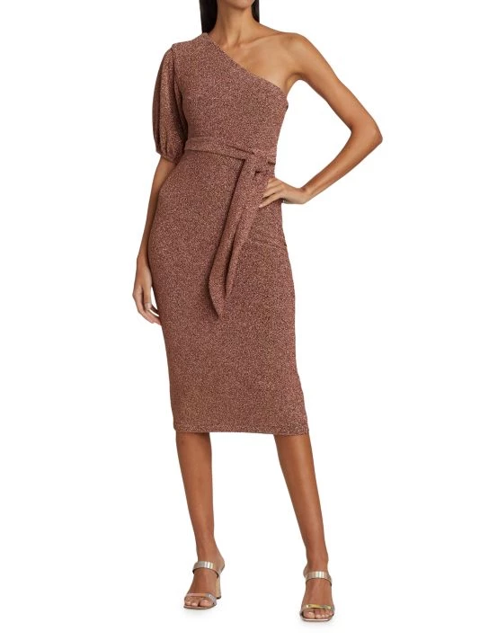 ML Monique Lhuillier Knit One-Shoulder Midi-Dress 4 ML Monique Lhuillier Knit One-Shoulder Midi-Dress - Image 2