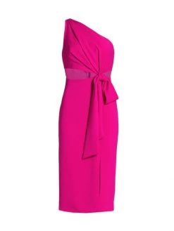 ML Monique Lhuillier Asymmetric Crepe Midi Dress