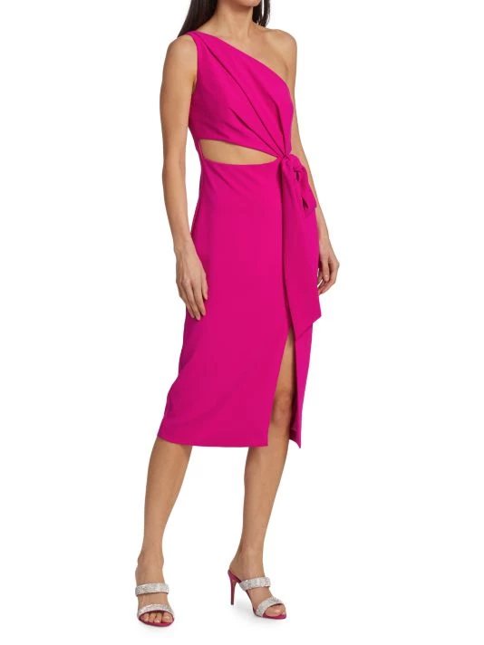 ML Monique Lhuillier Asymmetric Crepe Midi Dress 6 ML Monique Lhuillier Asymmetric Crepe Midi Dress - Image 4