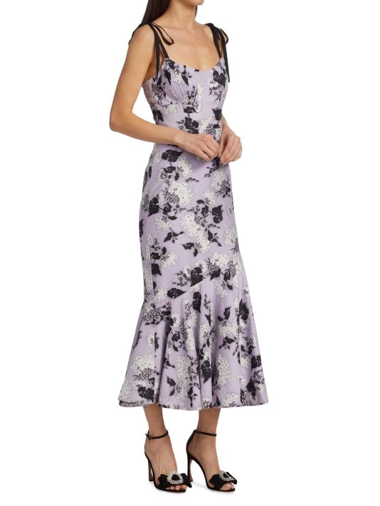 ML Monique Lhuillier Floral Jacquard Midi Dress 4 ML Monique Lhuillier Floral Jacquard Midi Dress - Image 2