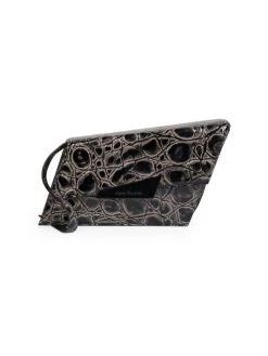 Acne Studios Micro Distortion Croc-Embossed Patent Leather Shoulder Bag