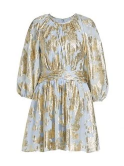 ML Monique Lhuillier Metallic Chiffon Minidress