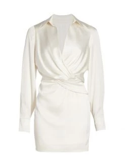 ML Monique Lhuillier Hammered Satin Mini-Dress