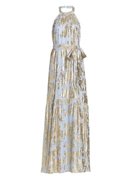 ML Monique Lhuillier Metallic Chiffon Maxi Dress 3 ML Monique Lhuillier Metallic Chiffon Maxi Dress