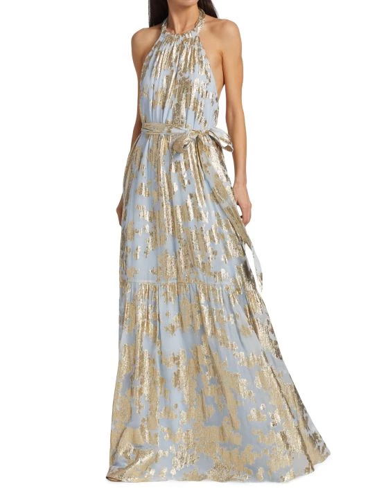ML Monique Lhuillier Metallic Chiffon Maxi Dress 4 ML Monique Lhuillier Metallic Chiffon Maxi Dress - Image 2