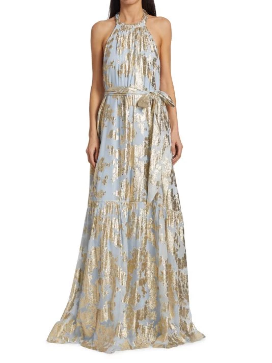 ML Monique Lhuillier Metallic Chiffon Maxi Dress 5 ML Monique Lhuillier Metallic Chiffon Maxi Dress - Image 3