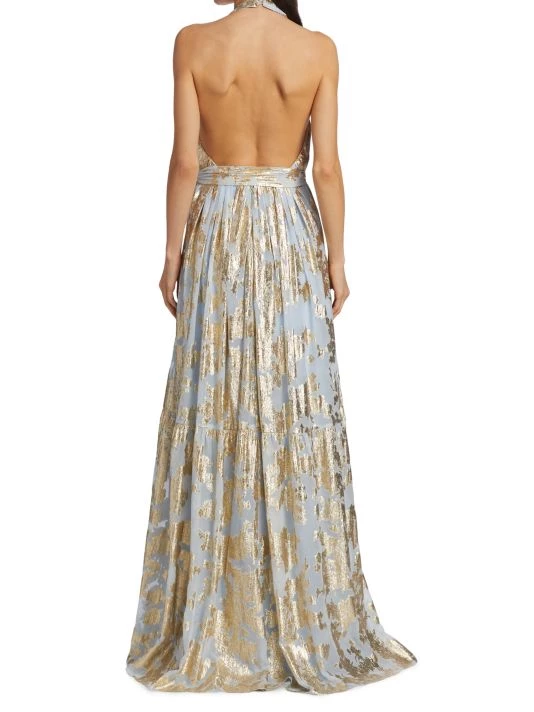 ML Monique Lhuillier Metallic Chiffon Maxi Dress 7 ML Monique Lhuillier Metallic Chiffon Maxi Dress - Image 5